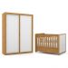Jogo de Quarto Infantil Tutto New Guarda Roupa 2 Portas e Berço Freijó/Branco Soft com Capitonê - Matic Móveis