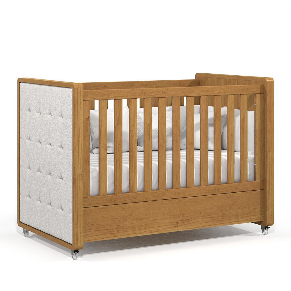 Jogo de Quarto Infantil Tutto New Guarda Roupa 2 Portas e Berço Freijó/Off White com Capitonê - Matic Móveis