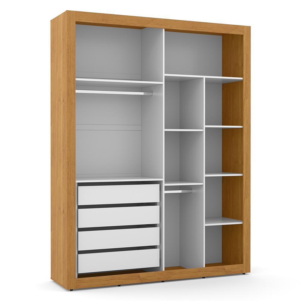 Jogo de Quarto Infantil Tutto New Guarda Roupa 4 Portas e Berço Branco Soft/Freijó com Capitonê - Matic Móveis