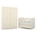 Jogo de Quarto Infantil Tutto New Guarda Roupa 4 Portas e Berço Off White com Capitonê - Matic Móveis
