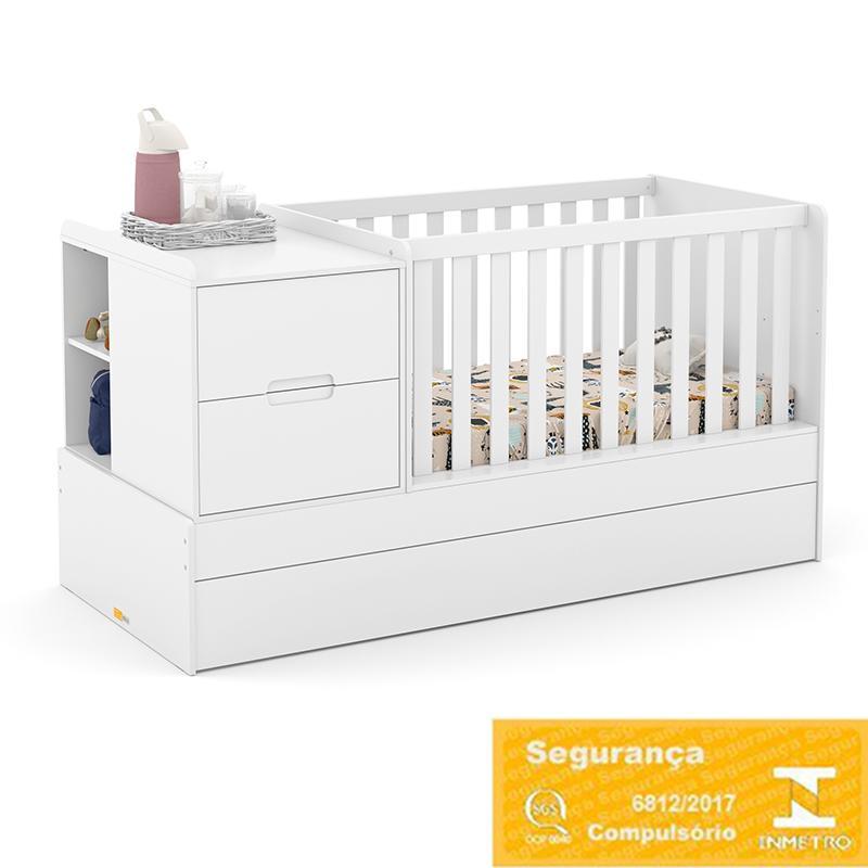 Jogo de Quarto Infantil Tutto New com Guarda Roupa 4 Portas e Berço Multifuncional Formare Branco Soft - Matic Móveis