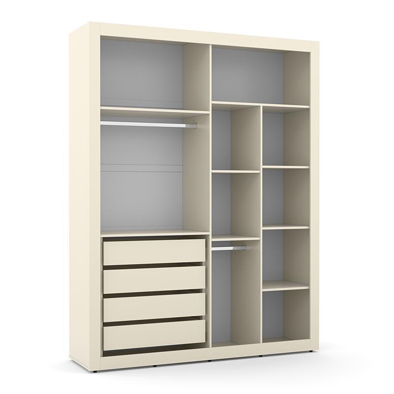 Jogo de Quarto Infantil com Guarda Roupa 2 Portas de Correr e Cômoda 4 Gavetas Tutto New Off White - Matic Móveis 
