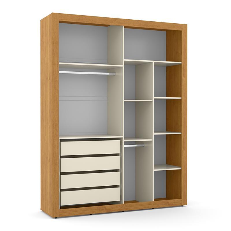 Jogo de Quarto Infantil com Guarda Roupa 2 Portas de Correr e Cômoda 4 Gavetas Tutto New Off White/Freijó - Matic Móveis 