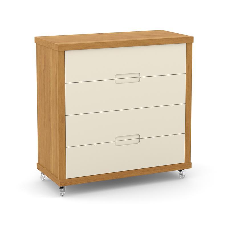 Jogo de Quarto Infantil com Guarda Roupa 2 Portas de Correr e Cômoda 4 Gavetas Tutto New Off White/Freijó - Matic Móveis 