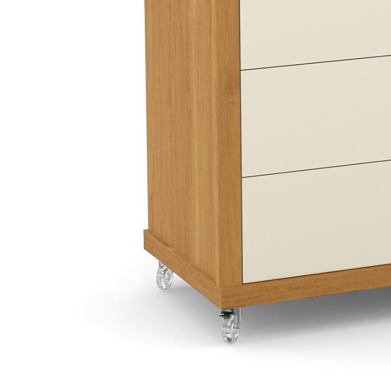 Jogo de Quarto Infantil com Guarda Roupa 2 Portas de Correr e Cômoda 4 Gavetas Tutto New Off White/Freijó - Matic Móveis 