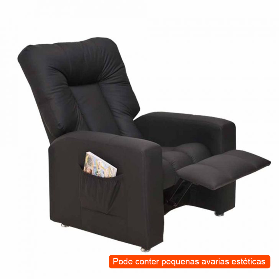 [OUTLET] Poltrona Reclinável Pallas Corino Preta
