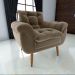 Poltrona Decorativa Confortável Pés Em Madeira Maciça Xangai Veludo Capuccino Matrix