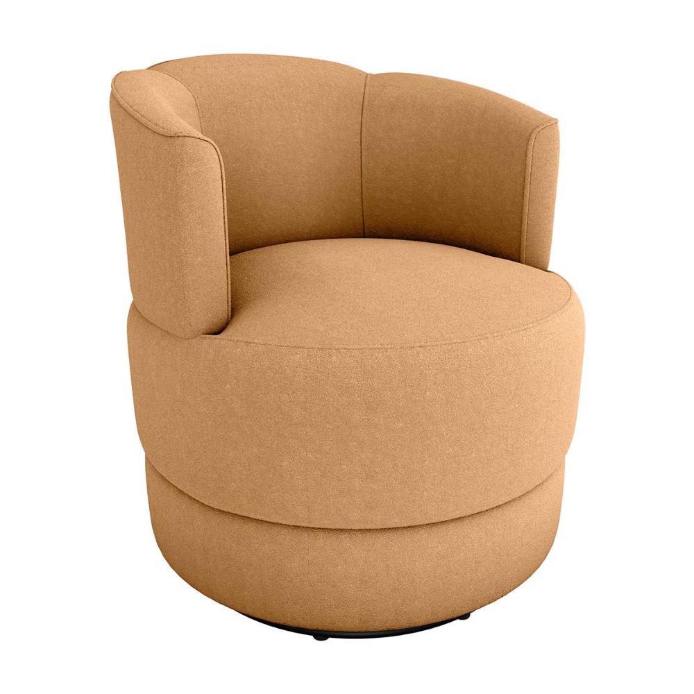 Poltrona Decorativa Giratória Base De Ferro Marselha Boucle Mostarda Matrix