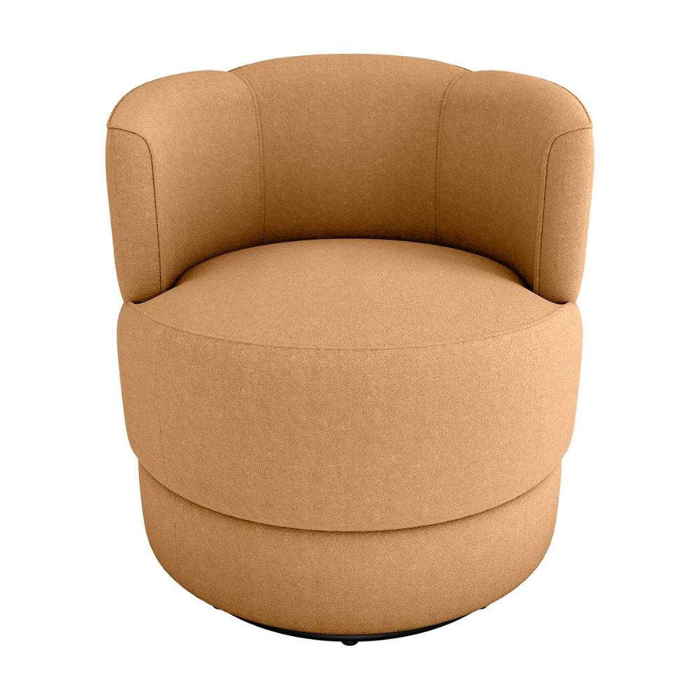 Poltrona Decorativa Giratória Base De Ferro Marselha Boucle Mostarda Matrix