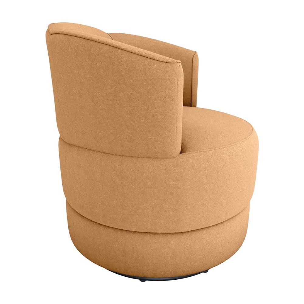 Poltrona Decorativa Giratória Base De Ferro Marselha Boucle Mostarda Matrix