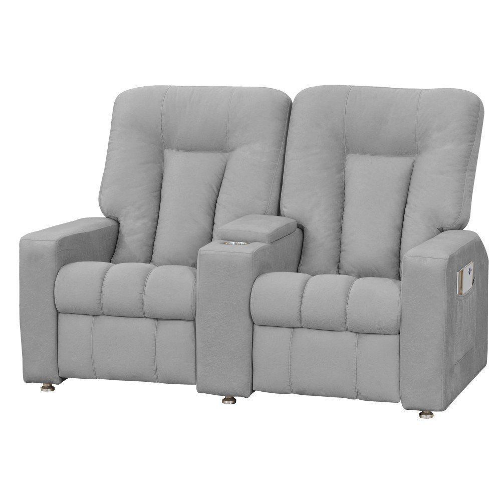 Poltrona Dupla Reclinável para Cinema Jetta MX8 Suede Amassado Cinza B-387 - Matrix