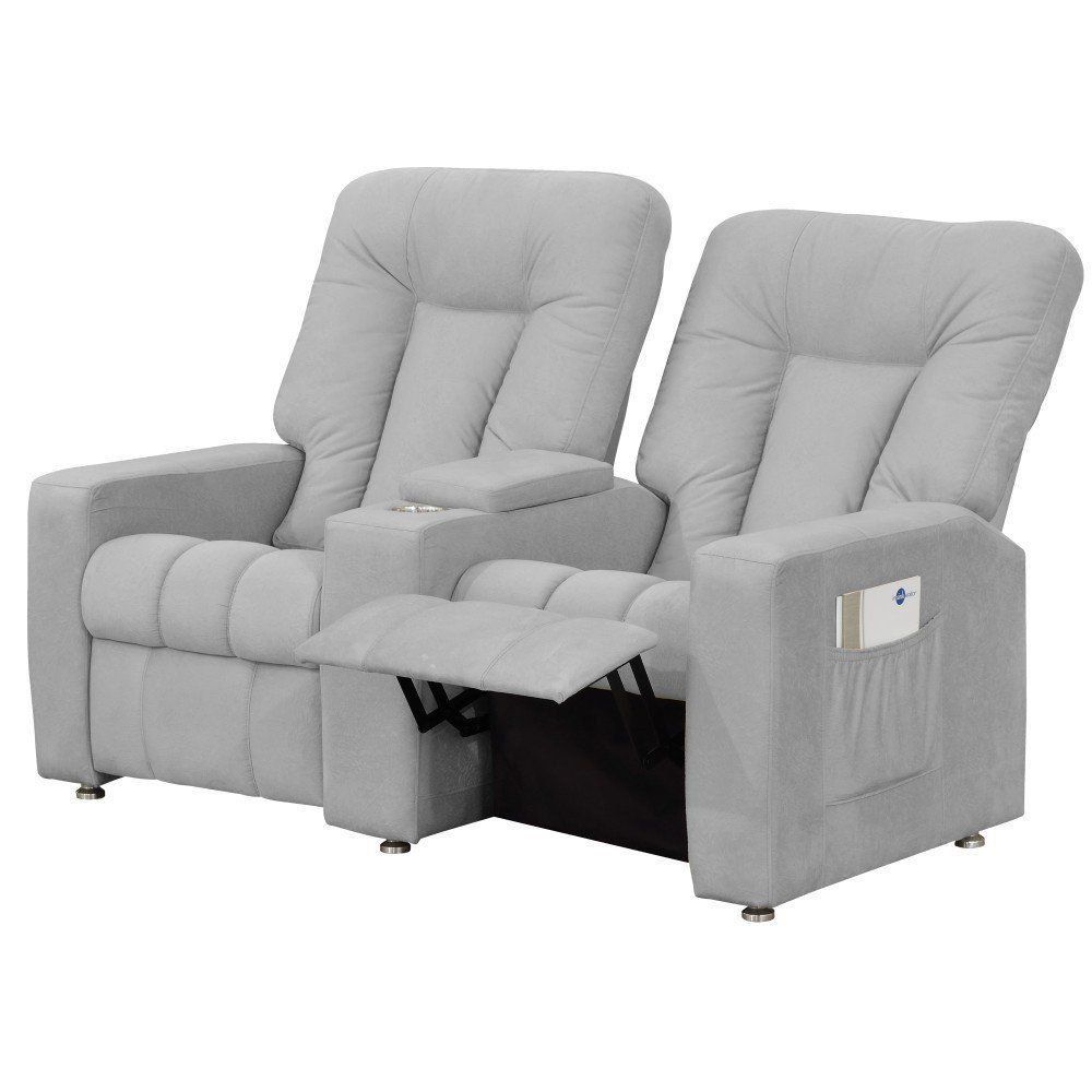 Poltrona Dupla Reclinável para Cinema Jetta MX8 Suede Amassado Cinza B-387 - Matrix