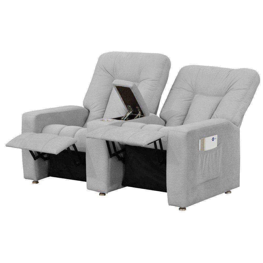 Poltrona Dupla Reclinável para Cinema Jetta MX8 Suede Amassado Cinza B-387 - Matrix
