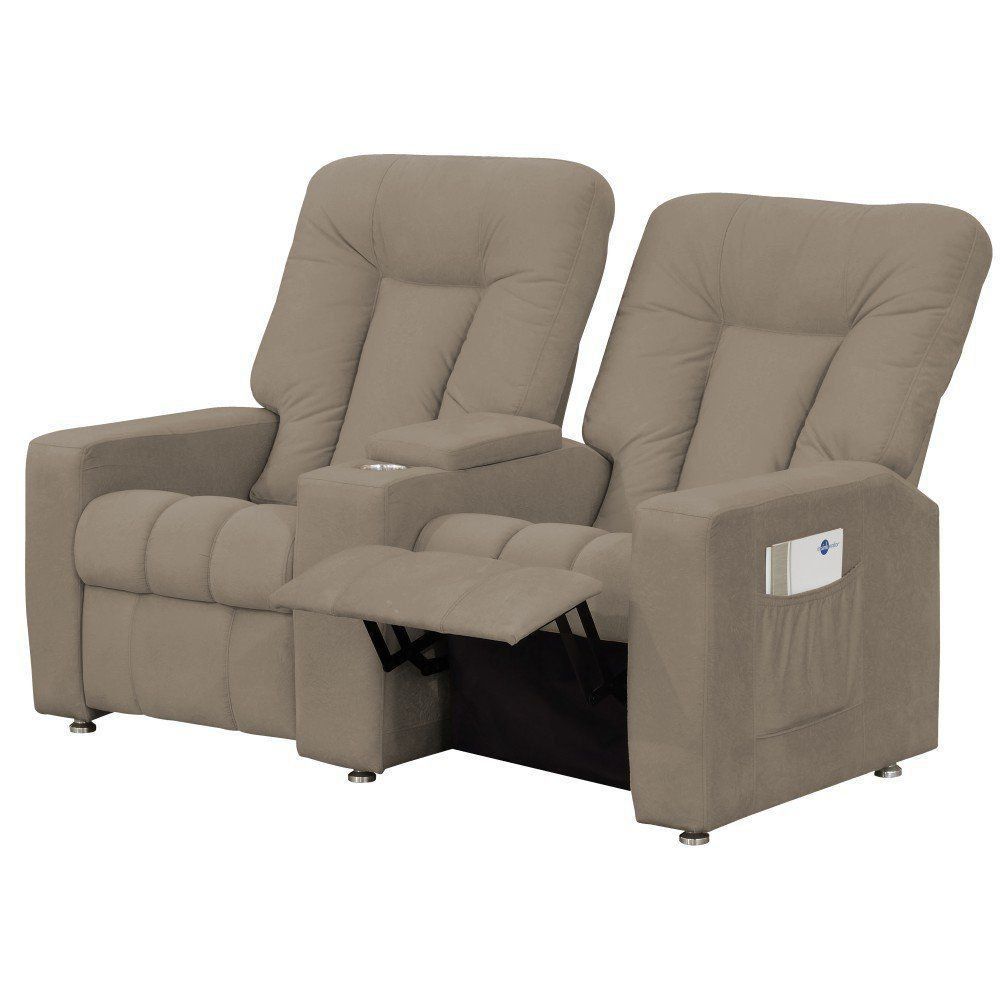 Poltrona Dupla Reclinável para Cinema Jetta MX8 Suede Amassado Marrom B-388 - Matrix