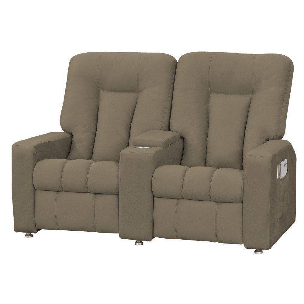 Poltrona Dupla Reclinável para Cinema Jetta MX8 Suede Pena Bege Escuro B-375 - Matrix