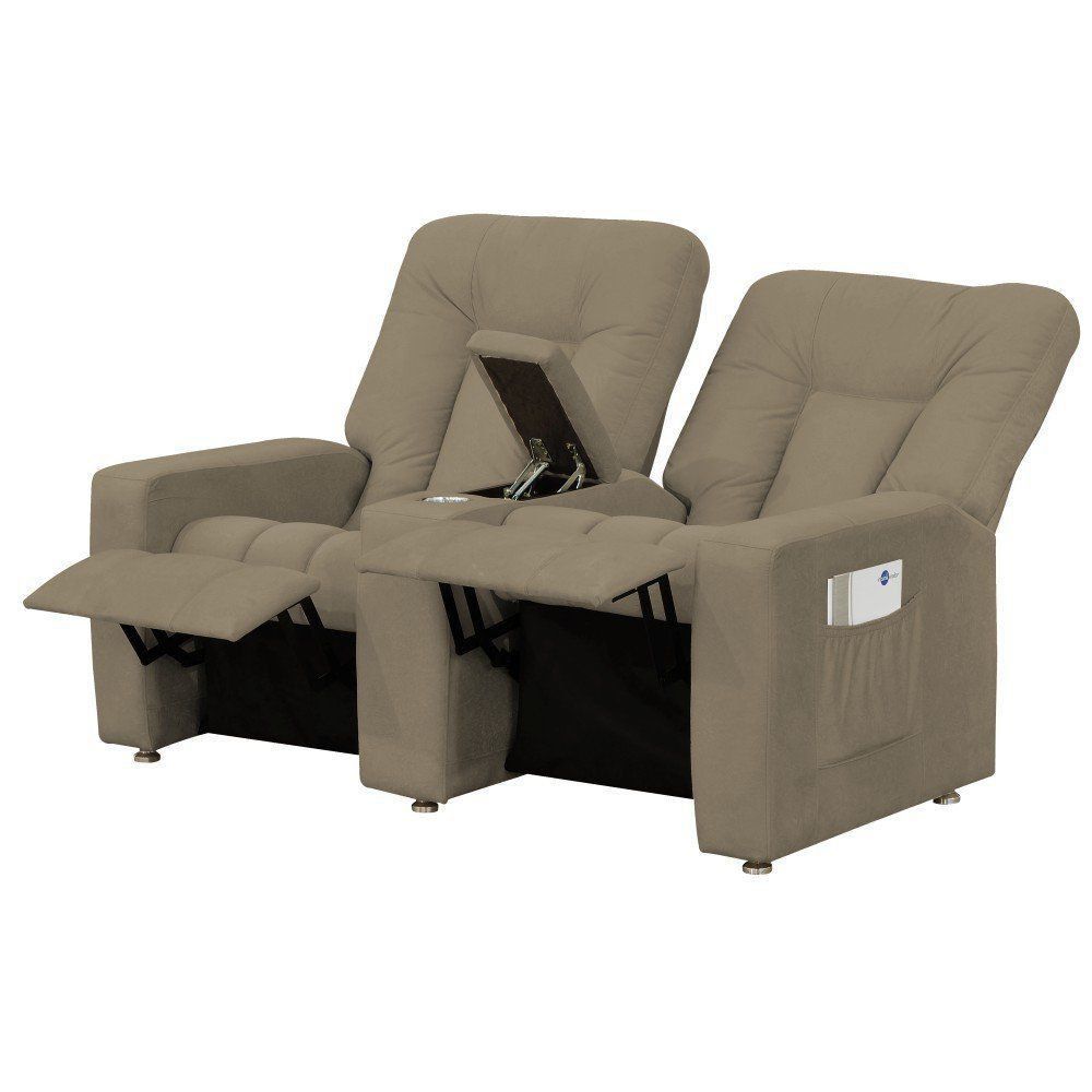 Poltrona Dupla Reclinável para Cinema Jetta MX8 Suede Pena Bege Escuro B-375 - Matrix