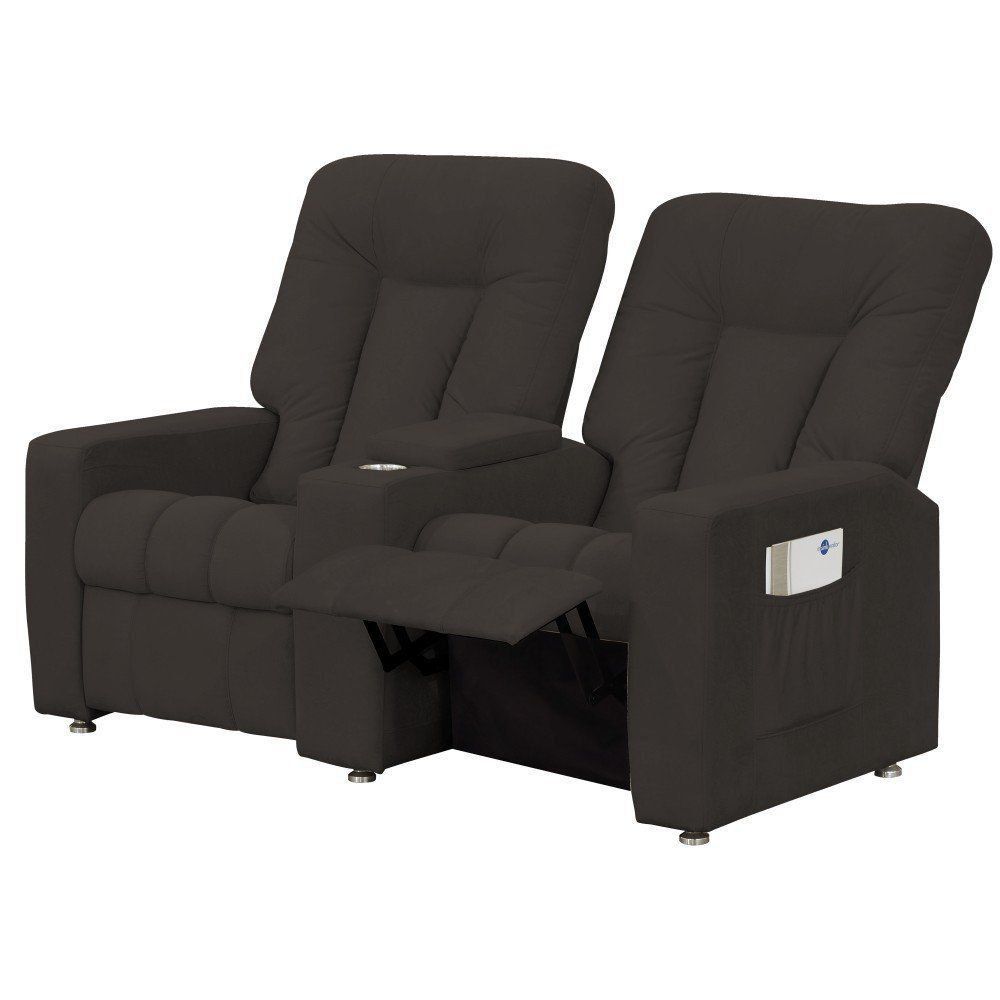 Poltrona Dupla Reclinável para Cinema Jetta MX8 Suede Pena Marrom B-376 - Matrix