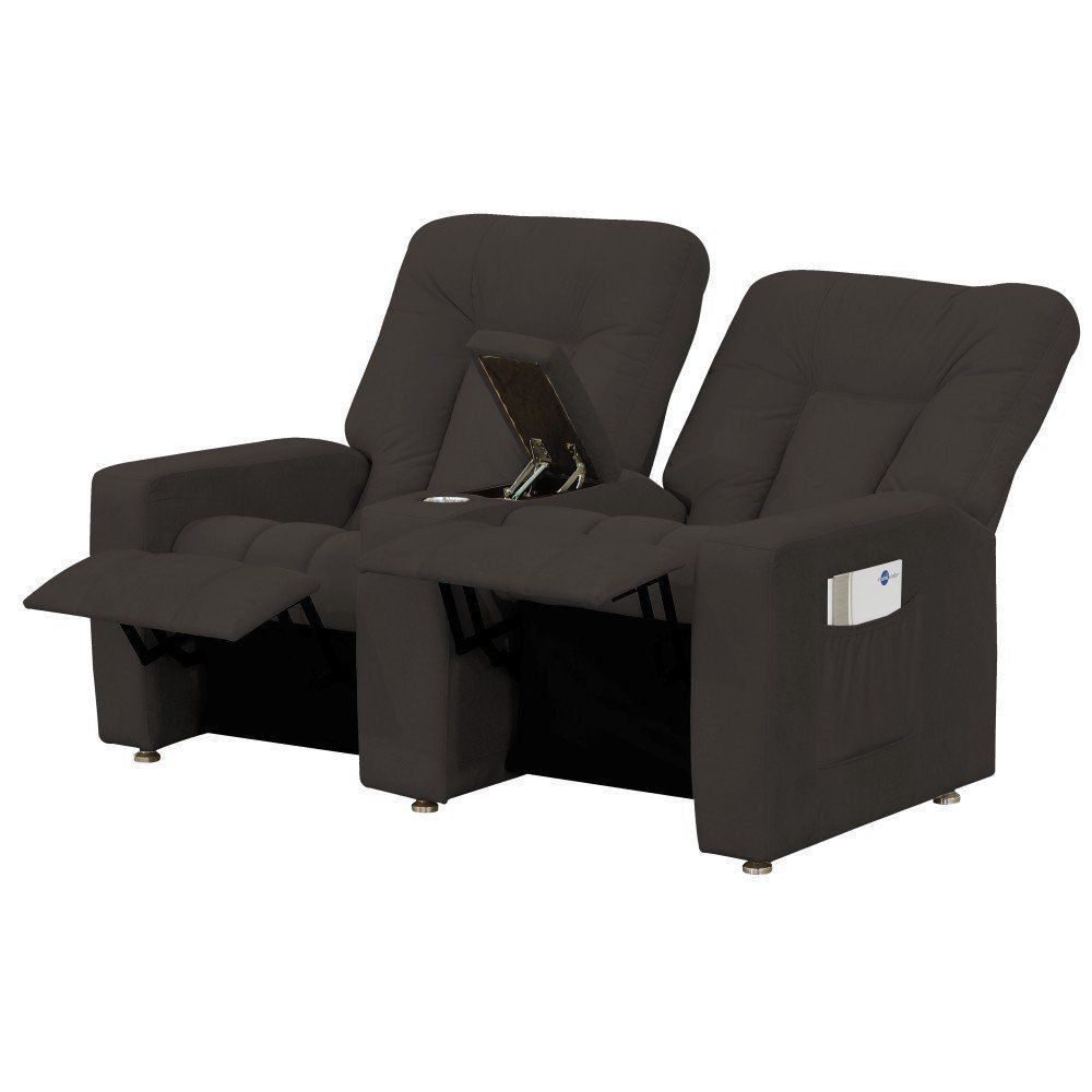 Poltrona Dupla Reclinável para Cinema Jetta MX8 Suede Pena Marrom B-376 - Matrix