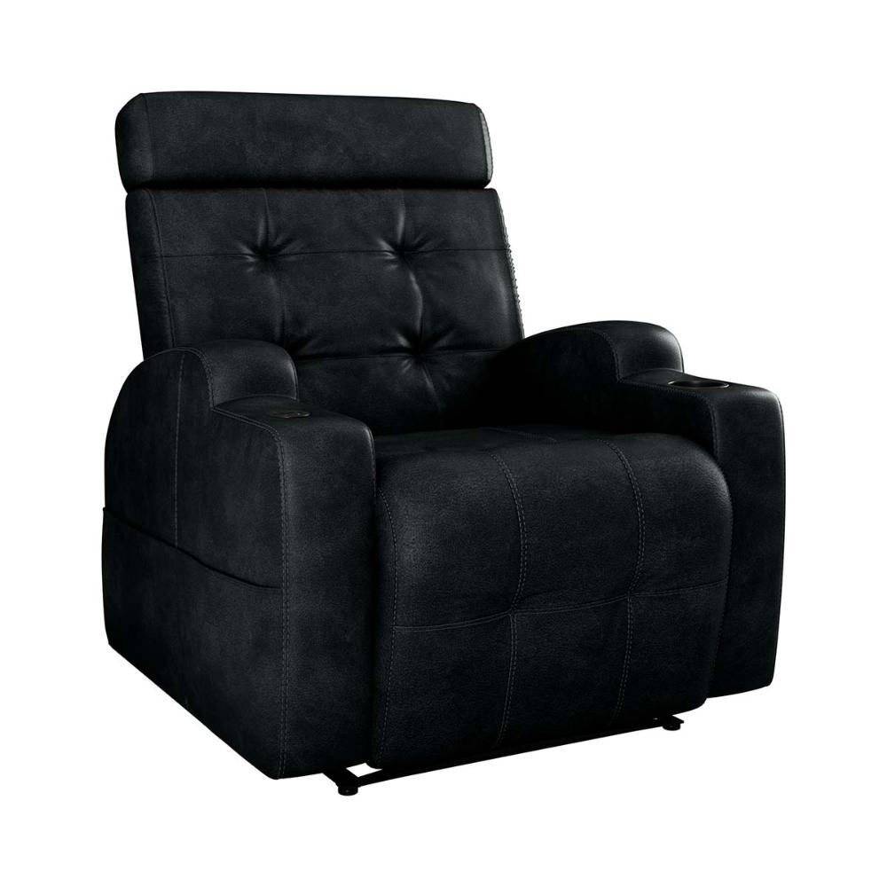 Poltrona Reclinável Do Papai Automática Com Usb E Porta Copos Cherokee Sintetico Rustico Preto Matrix