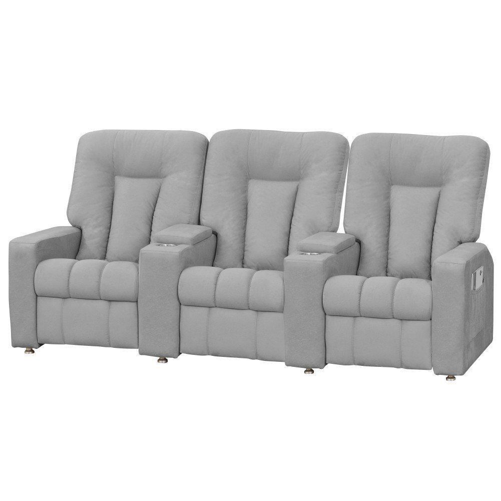 Poltrona Tripla Reclinável para Cinema Jetta MX9 Suede Amassado Cinza B-387 - Matrix