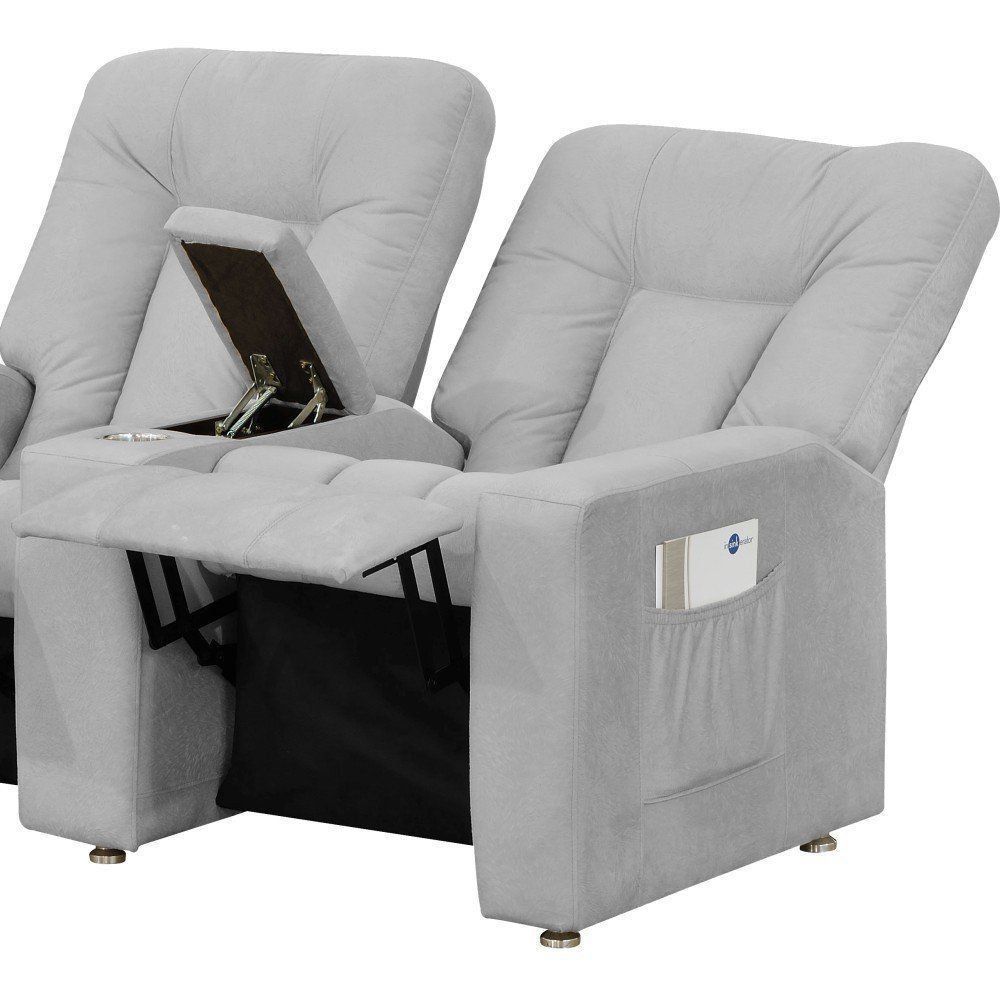 Poltrona Tripla Reclinável para Cinema Jetta MX9 Suede Amassado Cinza B-387 - Matrix