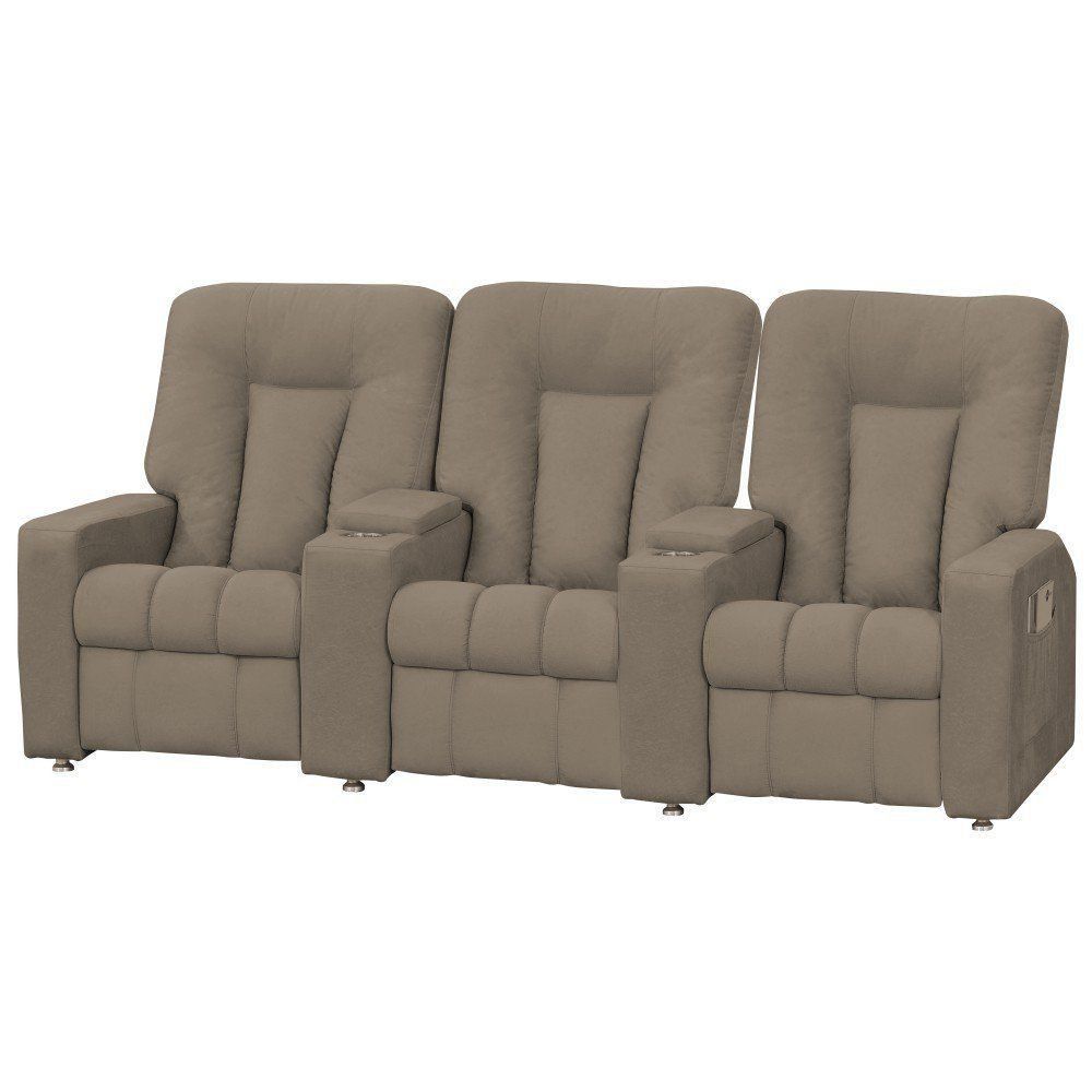 Poltrona Tripla Reclinável para Cinema Jetta MX9 Suede Amassado Marrom B-388 - Matrix