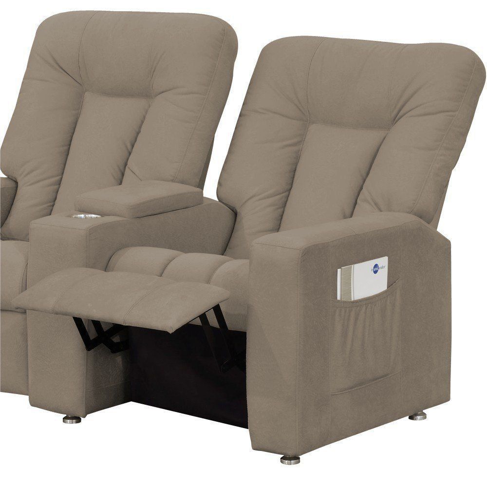 Poltrona Tripla Reclinável para Cinema Jetta MX9 Suede Amassado Marrom B-388 - Matrix