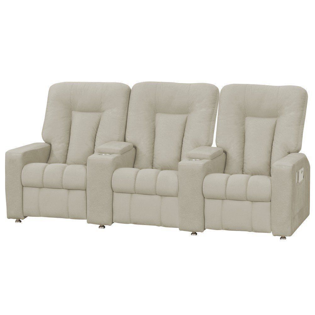 Poltrona Tripla Reclinável para Cinema Jetta MX9 Suede Pena Bege B-374 - Matrix