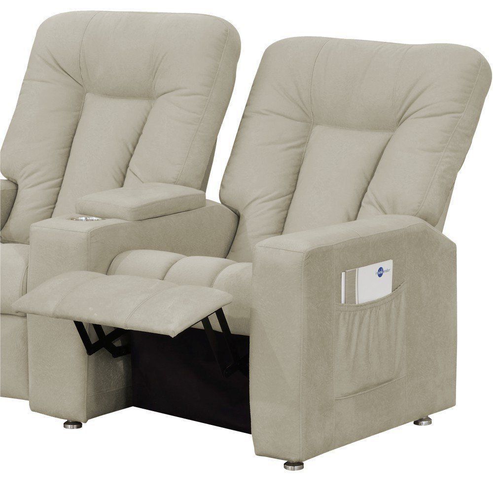 Poltrona Tripla Reclinável para Cinema Jetta MX9 Suede Pena Bege B-374 - Matrix
