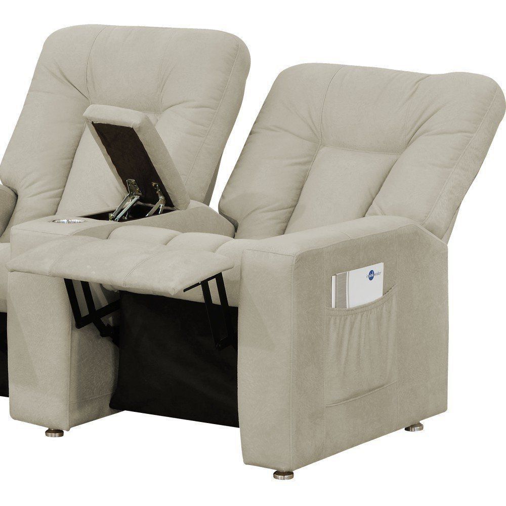 Poltrona Tripla Reclinável para Cinema Jetta MX9 Suede Pena Bege B-374 - Matrix