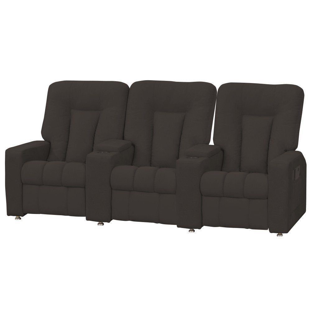 Poltrona Tripla Reclinável para Cinema Jetta MX9 Suede Pena Marrom B-376 - Matrix
