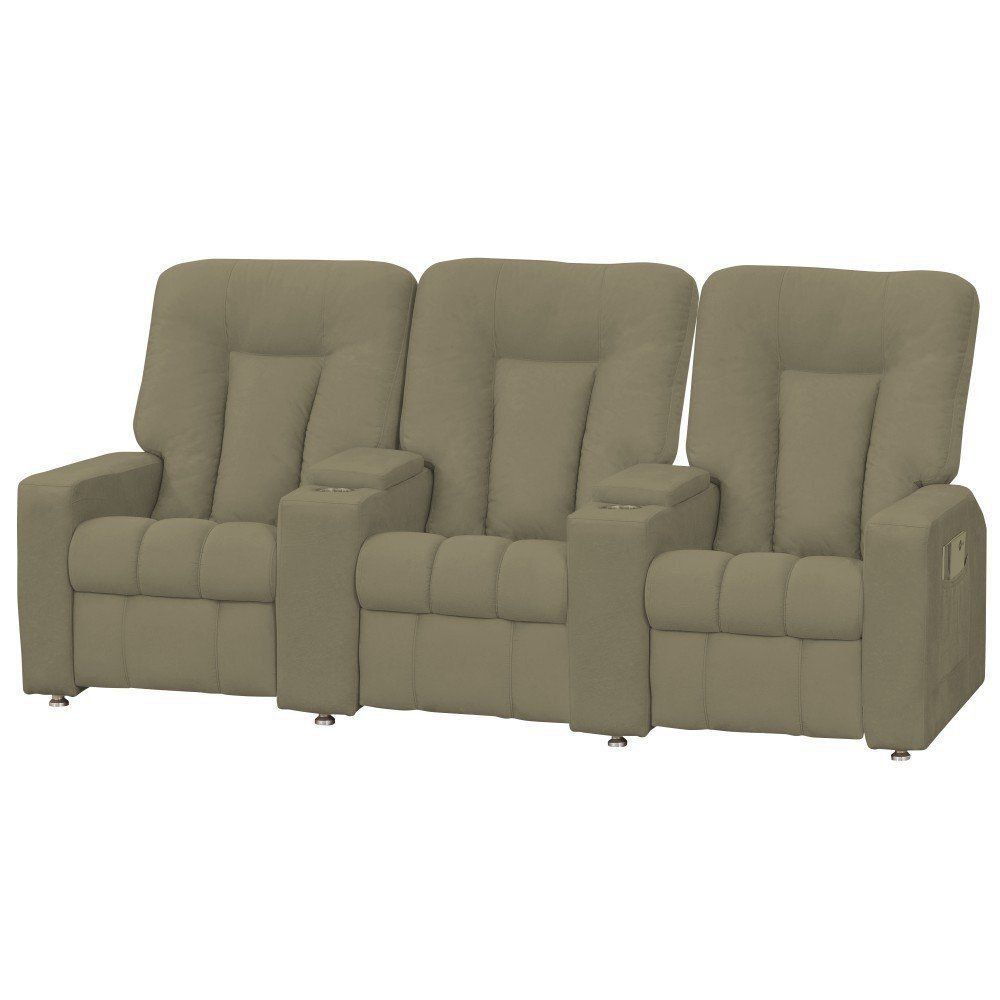 Poltrona Tripla Reclinável para Cinema Jetta MX9 Veludo Bege B-255 - Matrix