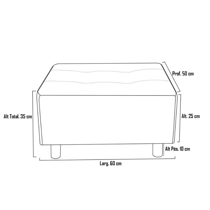 Puff Sala Decoração Retangular Em Pé Alumínio Tecido Linho