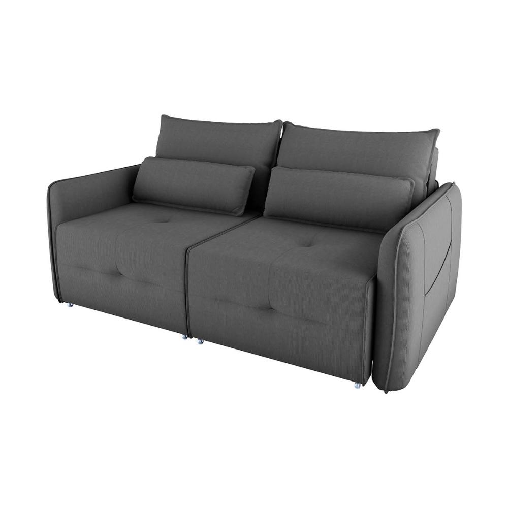 Sofá Cama 2 Lugares Com Almofadas 205Cm Celine Suede Cinza Matrix