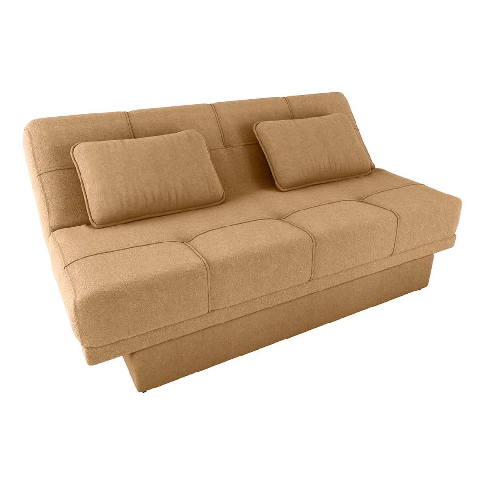 Sofá Cama 3 Lugares 200Cm Com Almofadas Sany Boucle Mostarda Matrix