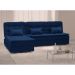 Sofá-Cama Casal 3 Lugares Reclinável Penélope com Chaise Esquerdo Veludo Azul