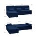 Sofá-Cama Casal 3 Lugares Reclinável Penélope com Chaise Esquerdo Veludo Azul