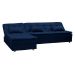 Sofá-Cama Casal 3 Lugares Reclinável Penélope com Chaise Esquerdo Veludo Azul