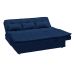 Sofá-Cama Casal 3 Lugares Reclinável Penélope com Chaise Esquerdo Veludo Azul