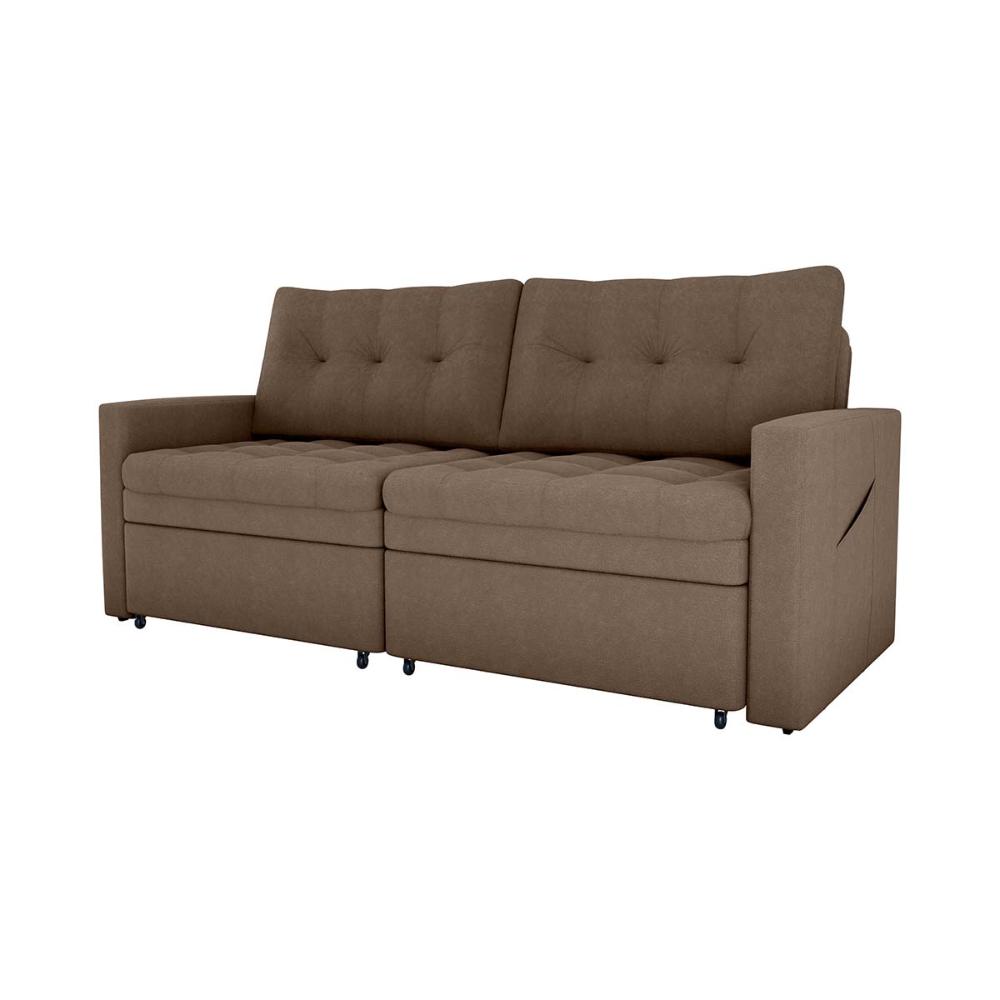 Sofá Cama Reclinável 2 Lugares 220Cm Nayla Boucle Marrom Matrix