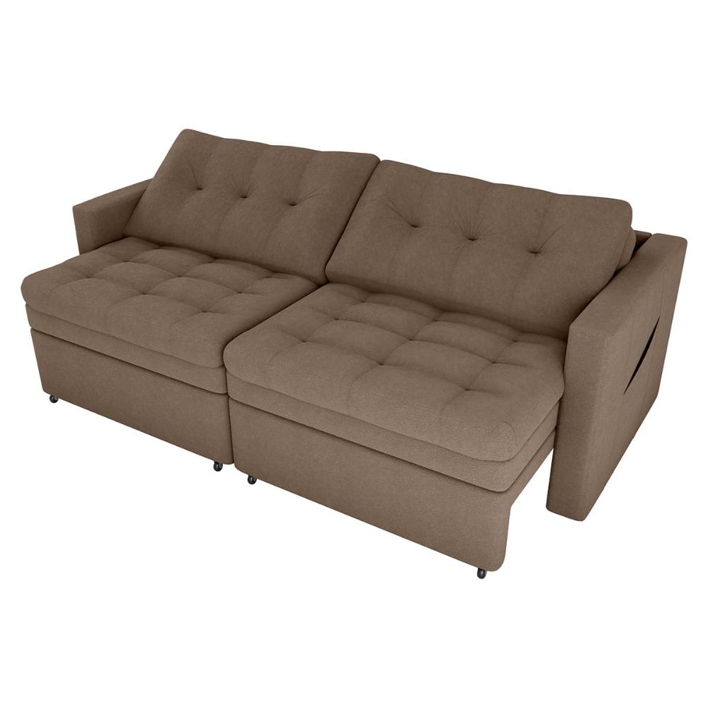 Sofá Cama Reclinável 2 Lugares 220Cm Nayla Boucle Marrom Matrix
