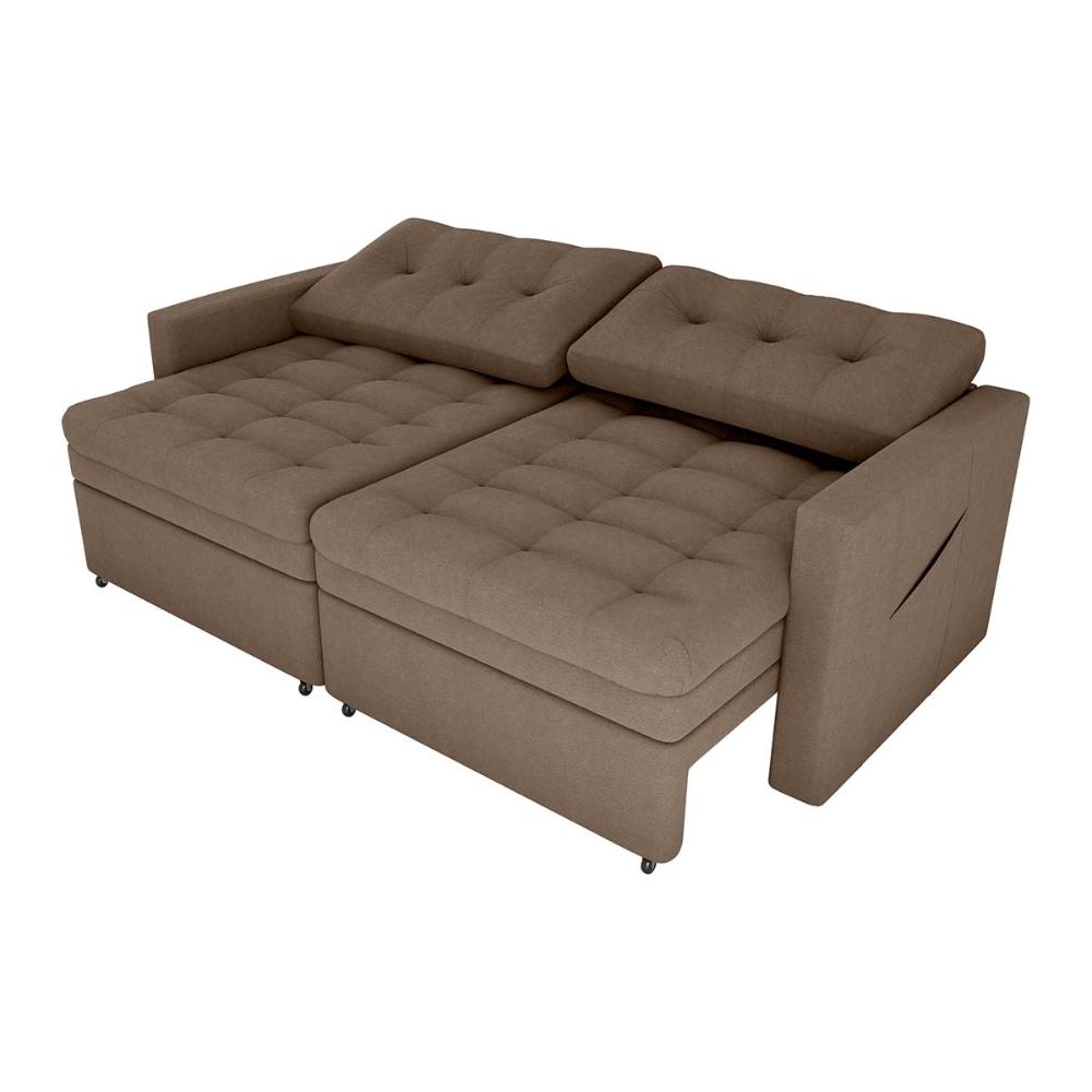 Sofá Cama Reclinável 2 Lugares 220Cm Nayla Boucle Marrom Matrix
