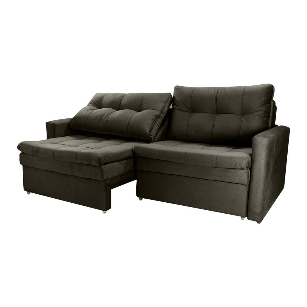 Sofá Cama Reclinável 2 Lugares 220Cm Nayla Veludo Turkey Marrom Matrix