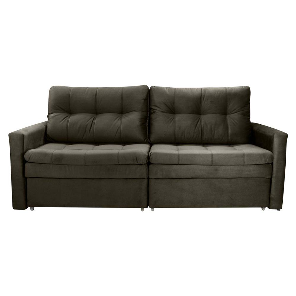 Sofá Cama Reclinável 2 Lugares 220Cm Nayla Veludo Turkey Marrom Matrix