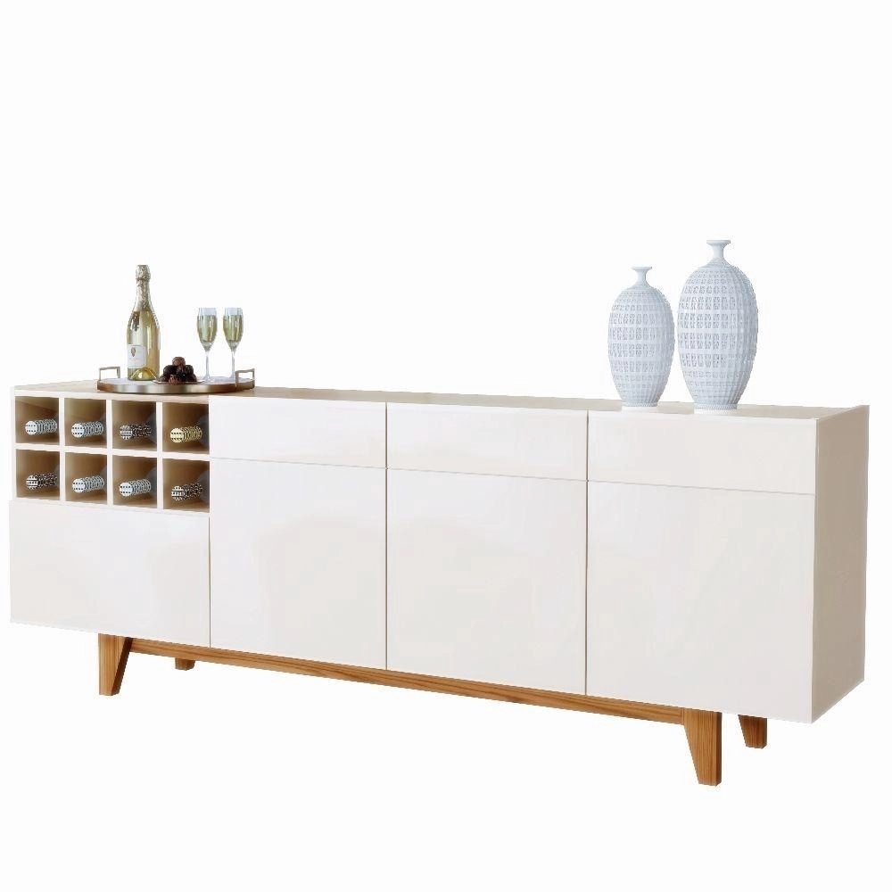 Buffet Duna Com Espelho Fenix 3 Portas 1 Gaveta e Adega Mavaular Off White