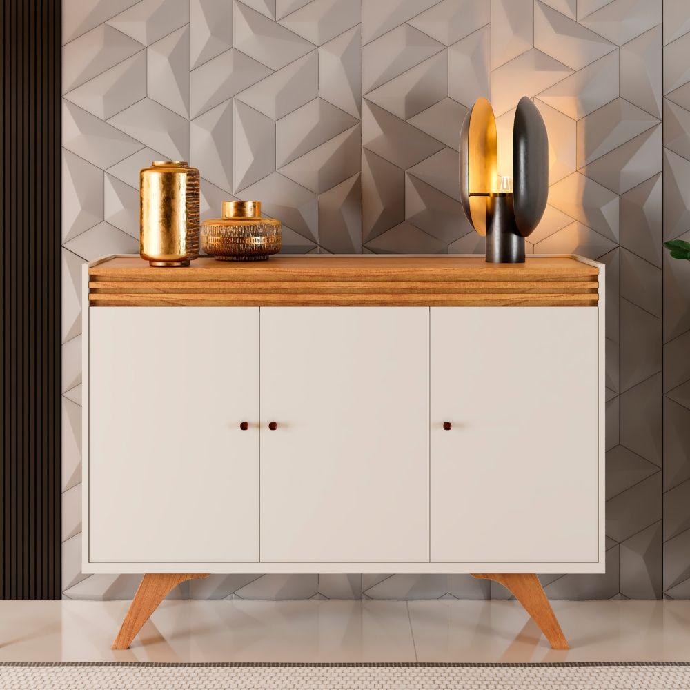 Buffet Madrid 3 Portas Mavaular Off White Naturalle