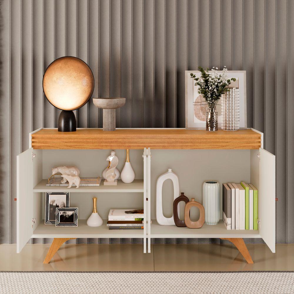 Buffet Madrid 4 Portas Mavaular Off White Naturalle