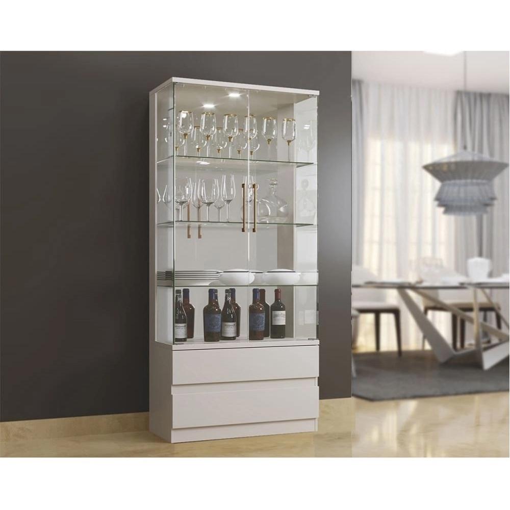 Cristaleira Diamante 2 Portas 2 Gavetas Mavaular Off White