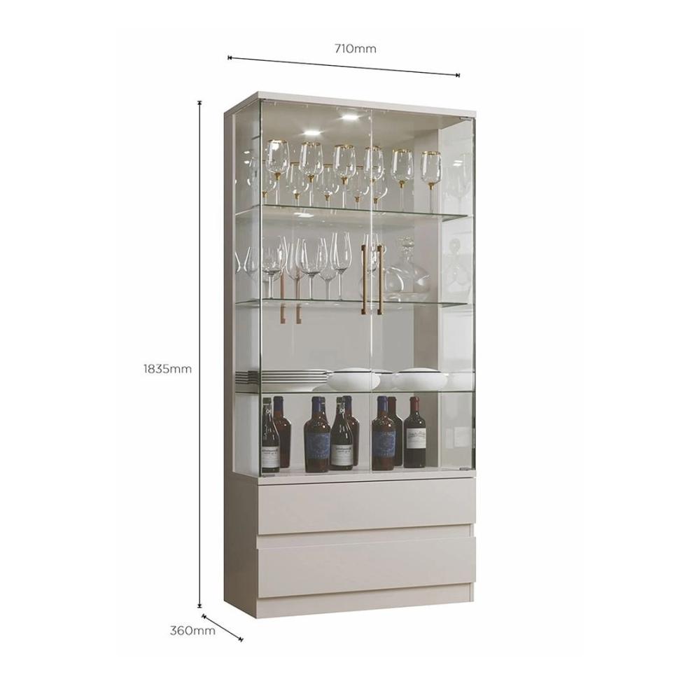 Cristaleira Diamante 2 Portas 2 Gavetas Mavaular Off White