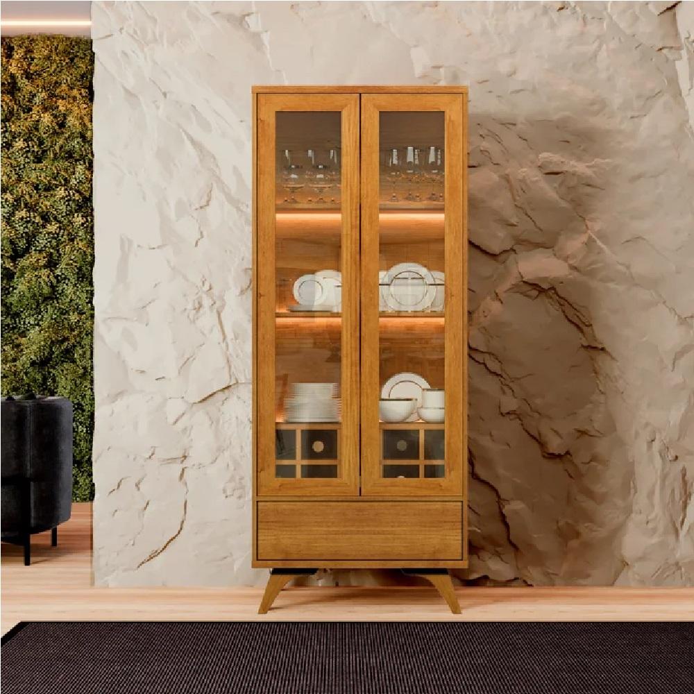 Cristaleira Reflecta 2 Portas com Led Mavaular Naturalle